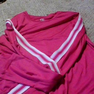 Pink Workout Top Stripped Sleves